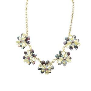 Floral Gold and Purple Statement Necklace Boho